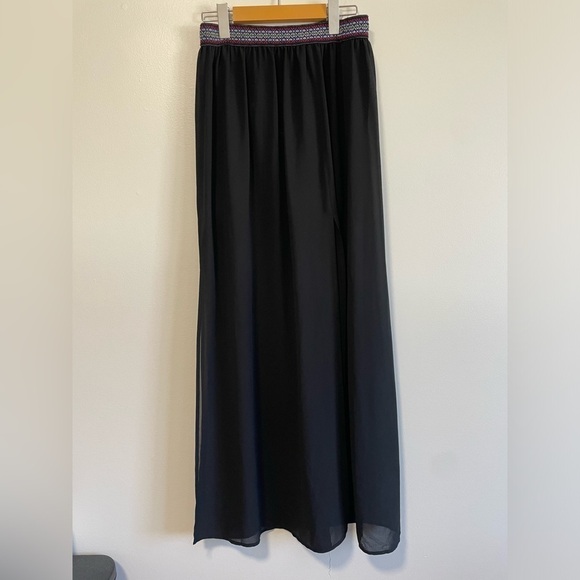 Forever 21 Sheer Black Maxi Skirt  with Slit - Picture 1 of 7